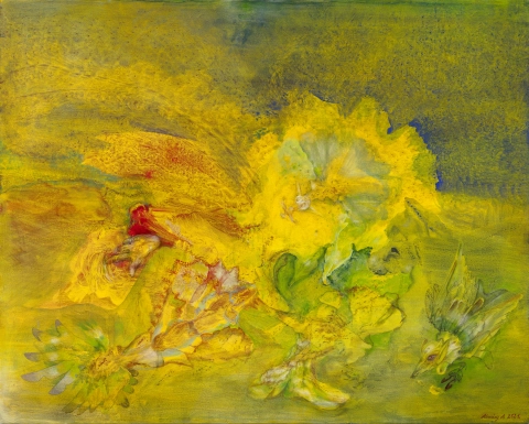 Almásy A kezet hozó madár tudta, hogy a kézfejem írásba merűlt.., 2021 120x150cm