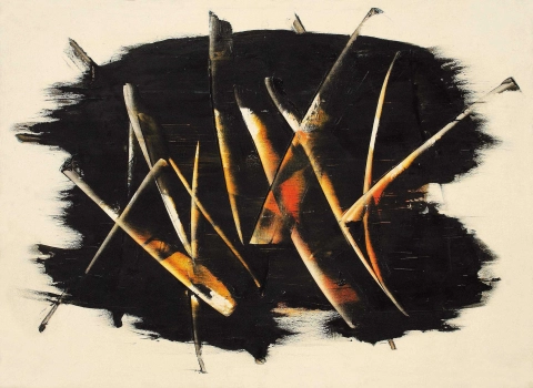 Reigl Tömbírás-1959-60-olaj, vászon, 145 x 198 cm