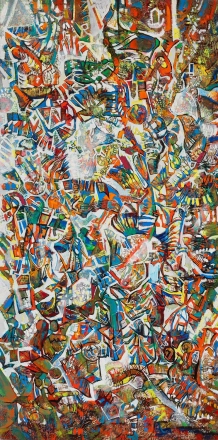 1969 A rákok éneke és halála 1969 olaj vászon  99x50 cm 