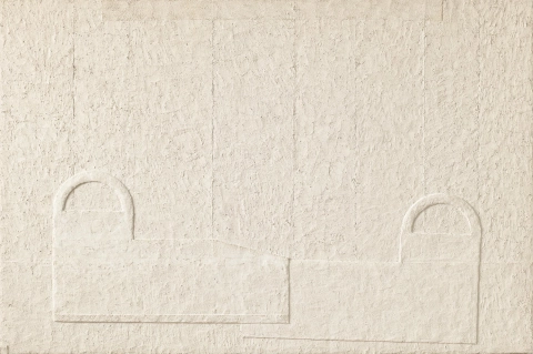 Anna MARK Architecture 1986 Technique mixte on wood panel 97 x 146 cm