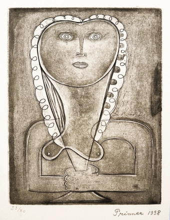 Prinner Woman with hair 1938 Etching on paper,  26.5 x 20.5 cm  23_30