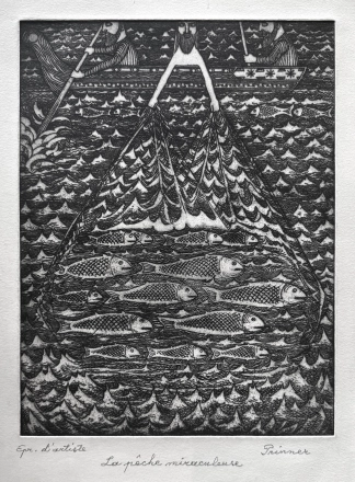 Anton PrinnerA miracoulus peach, 1949Esoteric and Poetic Bible' series etching 37,5x28cm