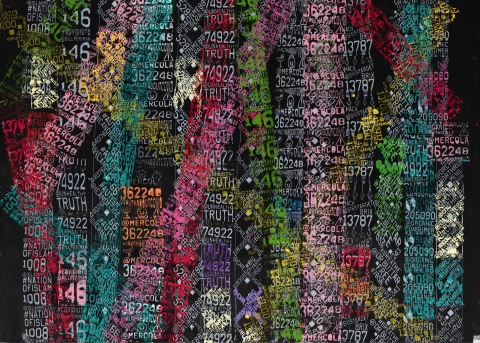 Albert-László Barabási Black Color.Lines acrylic on canvas 196x267cm