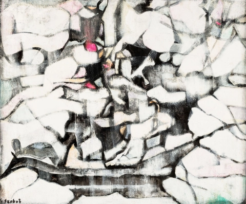 Szóbel Géza THE DRUNKEN BOAT · A RÉSZEG HAJÓ · 1960 oil on woodpanel  olaj,fatábla 100×120cm 