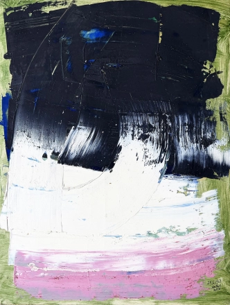 Antal Bíró Gestural composition 1961 oil on paper 65 x 50 cm k