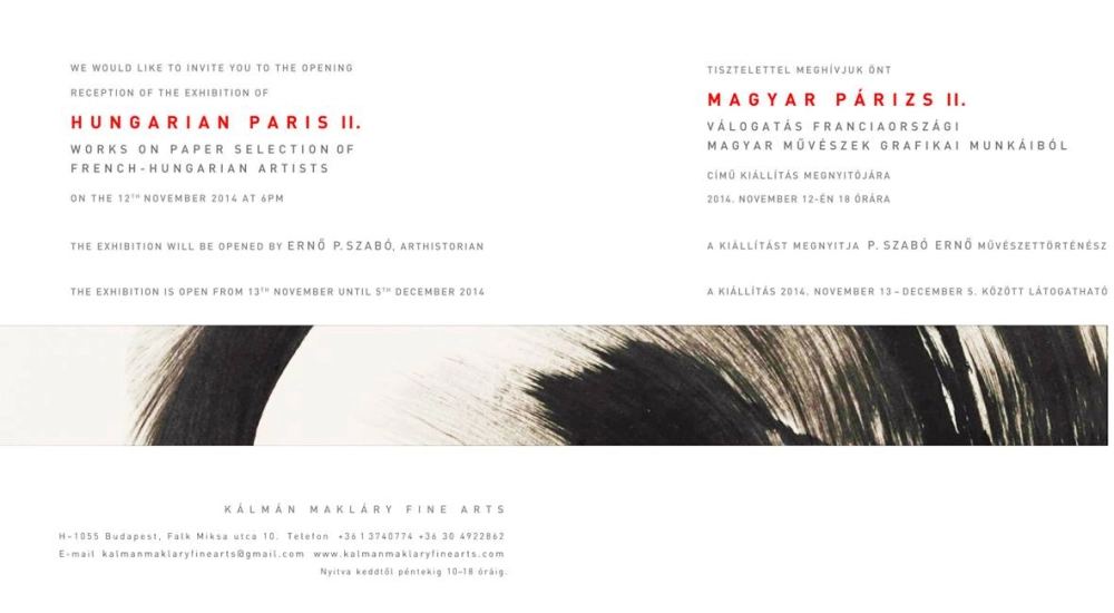 Invitation to Hungarian Paris II. s exhibition, drawing works, 2014