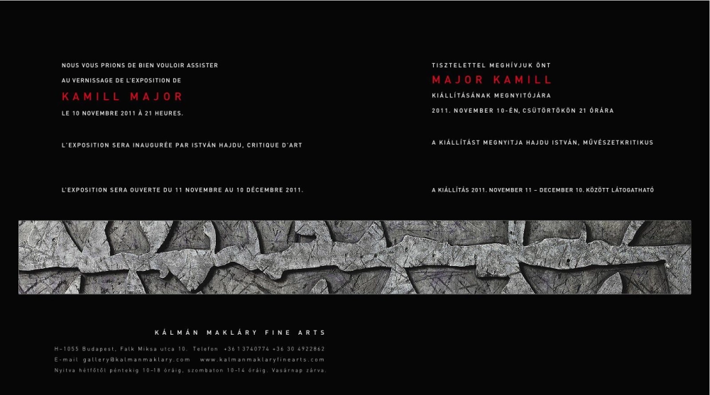 Invitation to Kamill Major s exhibition, 2011