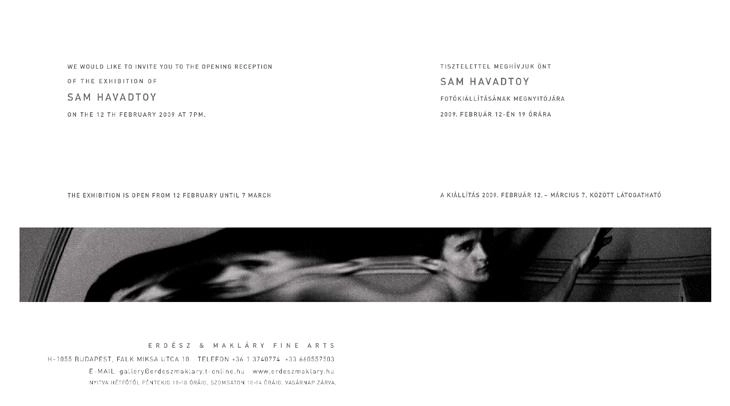 Invitation to Sam Havadtoy s exhibition, 2009