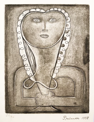 Prinner Woman with hair 1938 Etching on paper,  26.5 x 20.5 cm  23_30