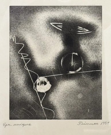 Anton Prinner Composition 1931 unique etching 49x31 cm
