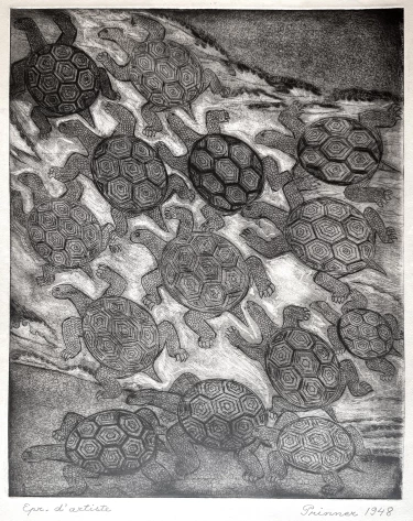Anton Prinner Turtles 1948 Le livre des Morts des Anciens Egyptiens etching 43x30,5 cm