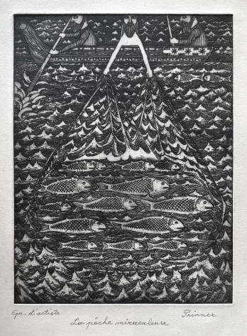 Anton PrinnerA miracoulus peach, 1949Esoteric and Poetic Bible' series etching 37,5x28cm