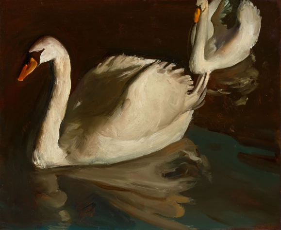 Tibor Csernus Swans 1984 oil on canvas 22x27.2 cm