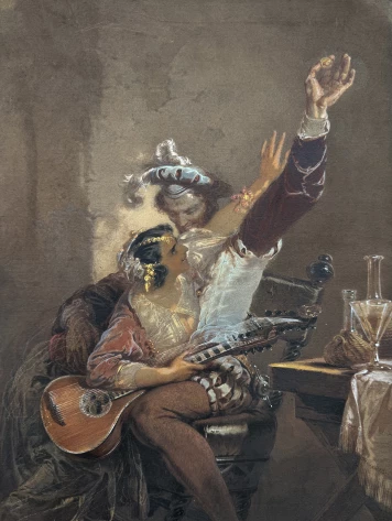 Mihály von Zichy  Trubadour 1857 ( Saint - Petersbourg) watercolor, pencil, tempera on paper 37x27 cm