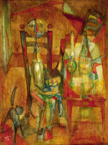 Szóbel Géza MOTHER AND CHILD · ANYA ÉS GYERMEKE · 1946 oil on woodpanel olaj,fatábla 73×54cm 