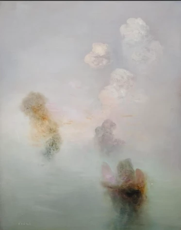 Csáki Róbert Új világ II.2025 olaj fatábla 74 x 49 cm