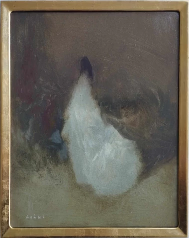 Angyal az ágy szélén III. 38 x 30 olaj-vászon 2015