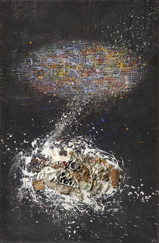 Földes Péter Duality 1961 mixed technic on canvas195x128cm.