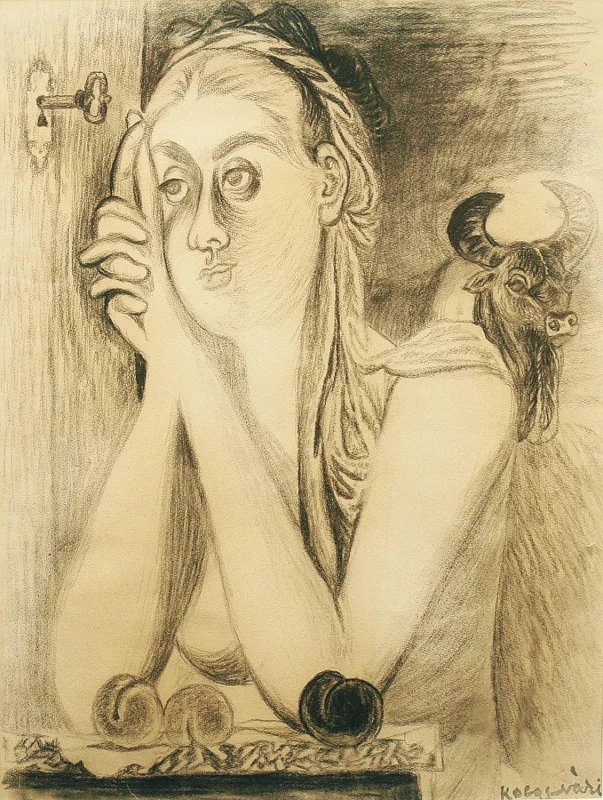 Girl with a Bull, 1930's 