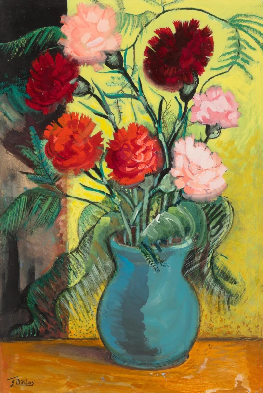 Gusztav Miklos Bouquet of flowers c.1940 38x25cm gouache on paper