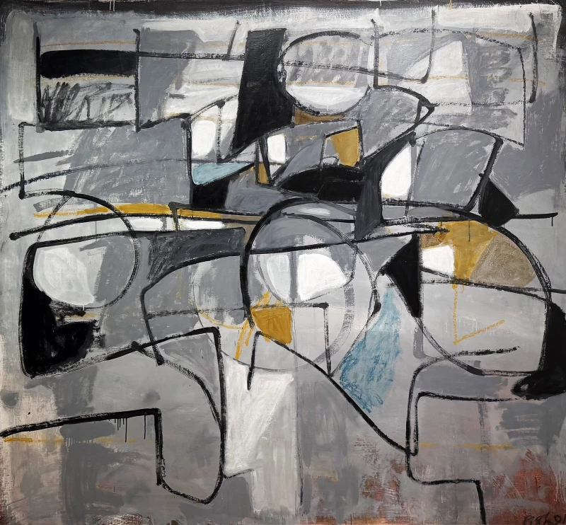Istvan Fisch Composition abstraite 1991 oil on canvas 185x200 cm